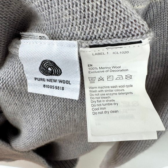 Kathmandu Light Grey Fairisle Crewneck Long‎ Sleeve Knit Wool Sweater Women's 10 - Picture 11 of 12